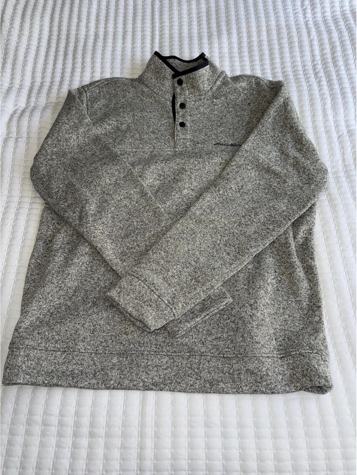 Eddie Bauer Size Large Gray Heathered Pullover Sweatshirt Large